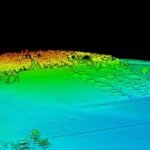 Digital elevation model showing hilly terrain with elevation data visualisation